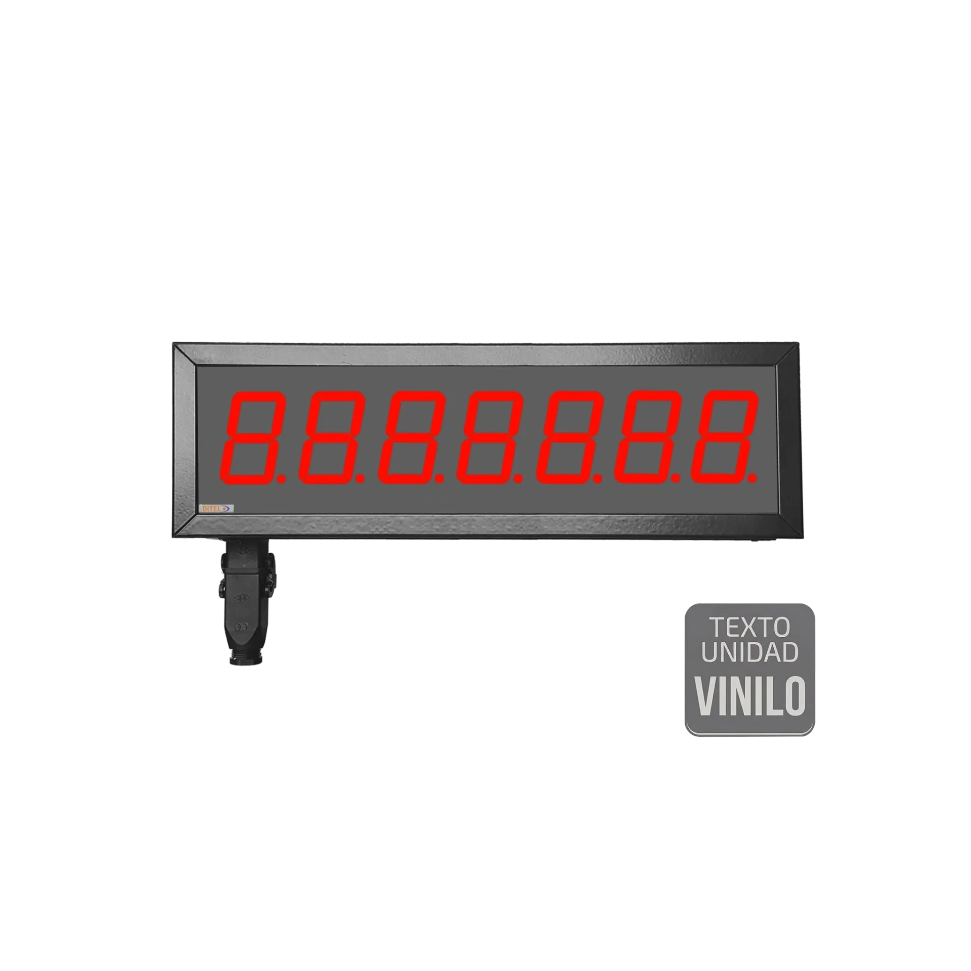 Visualizador Numerico 57mm, 7 digitos, BCD-Contador-Tacometro-Cronómetro +2R, Texto Vinilo, IP65